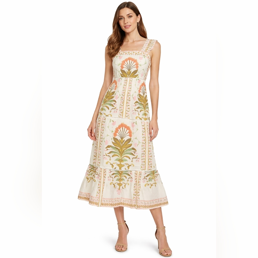 NWT CeCe Pintuck Sleeveless Midi Dress Square Neck Size 4